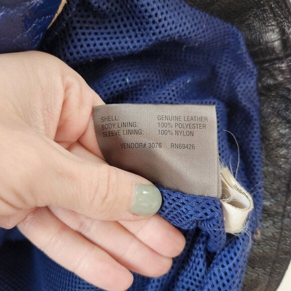 Wilsons Leather Jacket Black M. Julian Bomber Jacket Blue Stripe Men's L - Picture 10 of 10